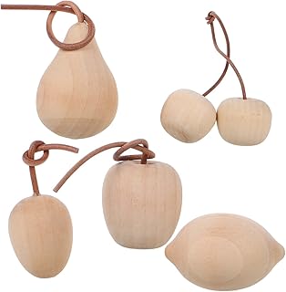 DIYEAH Artisanat De Fruits En Bois Vierges 5 Pièces 4.5Cm - Ornements Non Peints Pour Peinture Diy Décoration Créative Intérieure Et Cadeau Bricolage