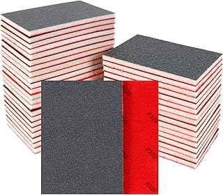 24 Pièces Éponges de Ponçage 320 Grain Papier Abrasif Sec et Humide Flexible Eponge Abrasive, Cloisons Sèches, Métal et Peinture