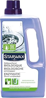STARWAX - Déboucheur Biologique pour WC et Canalisations - Sans soude - Sans acide - Idéal écoulement lent - Compatible broyeurs et fosses septiques - Action biologique - 1L