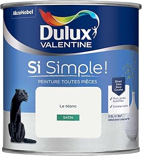 Dulux Valentine Peinture Si Simple Peinture Intérieure Toutes Pièces - Peinture Mur et Plafond, Porte et Plinthe - Couleur : Le Blanc - 0,5 L