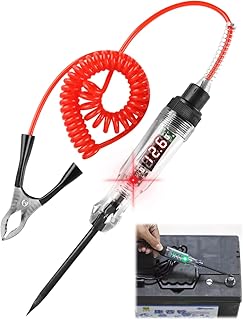 Testeur de Circuit Automobile CC Bidirectionnel 3-48V Testeur de Fusibles Electrique Stylo avec Lampe Temoin et Écran LED Pince Crocodile Fil à Ressort pour Voiture Camion Tester la Basse Tension