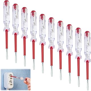 10 Pièces 100v-500v Tournevis Testeur Electrique, Testeur de Tension Tournevis Electricien de Phase 45200, Certifié GS selon DIN VDE 0680, Lame de Tournevis Robuste en Acier Outil Trempé C60