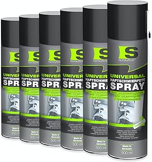 Spraytive Lot de 6 sprays lubrifiants universels de 500 ml - Graisse lubrifiante et huile rampante pour voiture, articulations, roulements et charnières - Graisse de pulvérisation à haute viscosité