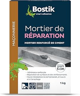 Bostik - Mortier de Réparation - Intérieur et Extérieur - Sol Et Mur - Scellement courant -1 kg