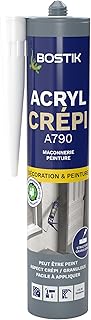 Bostik Acryl Crépi – Mastic Acrylique – Intérieur et Extérieur – Spécial Crépi – Aspect Granuleux – Tous Matériaux – Blanc – Cartouche 310 ml