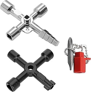2 Clé Universelle Multifonction 4 Voies, Clé en Croix avec Têtes Triangle et Carrée Outil Polyvalent pour Utilisation Domestique et Professionnelle pour Compteurs d