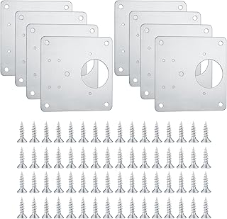 8 Plaques de Réparation de Charnière Armoire, Plaques de Réparation de Porte Armoire de Cuisine avec Trous, Plaques Plates Dissimulées en Acier Inoxydable avec Vis pour Bois, étagères, Portes