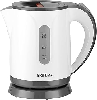 GRIFEMA GC1001 Bouilloire Électrique 0,8L/1100W Puissance Ébullition Chauffage Rapide, Filtre Anti-Calcaire Amovible et Lavable, Niveau d