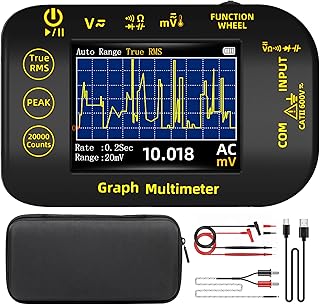 BSIDE Multimètre Numérique 20000 Comptes avec Mode Enregistrement Multimètre de Poche Rechargeable TRMS 1000V avec Écran Couleur et Support, Mesure Tension Millivolt AC Peak Capacité Température