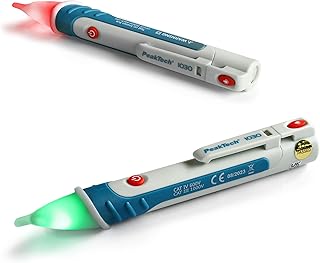 Peak Tech P 1030 - Détecteur de Tension Alternative Sans Contact avec Lampe LED, Plage de Fonctionnement 50 - 1000 V AC, Testeur, Signal Acoustique et Visuel - 157 x 26 mm