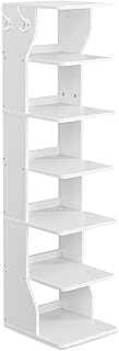 VASAGLE Étagère à Chaussures Fine, Meuble de Rangement sur Pieds 7 Niveaux, Gain de Place, pour Entrée, Coin, Rangement Chaussures, Blanc LBS200T14