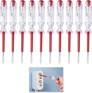 10 Pièces Tournevis Testeur Electricien, Testeur standard avec Tournevis Plat, 3 en 1, Testeur de Phase, pour Valider Connexions Électriques, 100V-500V, Outil Pratique pour Maison et Professionnels