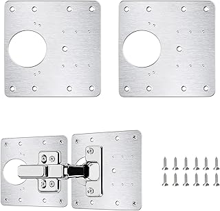 Flintronic Plaque Reparation Charniere Porte, 2 Pièces Charnière Porte Placard, Réparation Charnière Meuble, Kit de Réparation Meuble en acier inoxydable avec 12 Vis