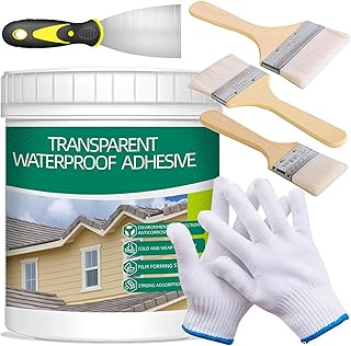 1Kg/36Fl.oz Liquide Étanchéité Transparent Scellant Invisible Imperméable Brosse Mastic Couteau Gants de Travail,pour la Toiture de la Salle de Bain de la Maison